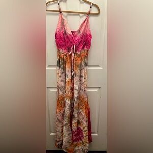 Young Fabulous and Broke Tie-Dye Maxi Dress in Pink and Orange